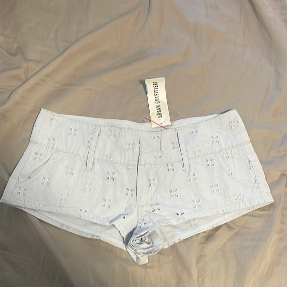 Urban Outfitters Sky Blue Eyelet High Waist Shorts